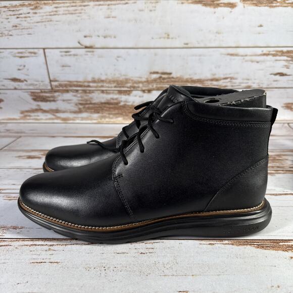 Cole Haan Grand Ultra Chukka Dress Ankle Boots Black Leather Mens 13 M New - Picture 1 of 8